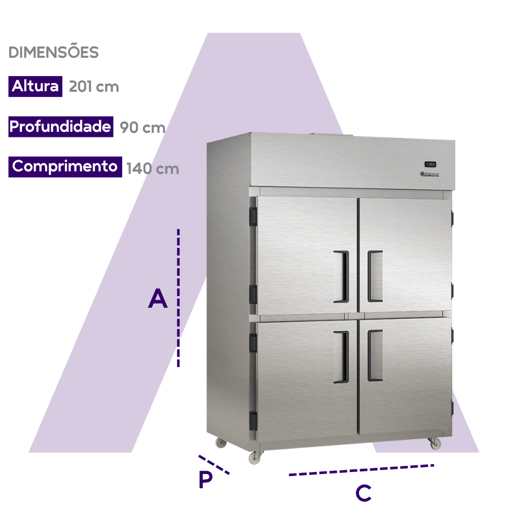 Refrigerador Comercial Inox 4 Portas 700L RF-064E Frilux